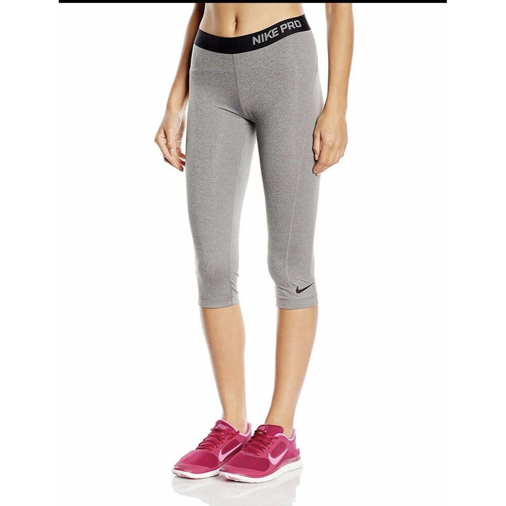 Nike Pro Capri Leggings Womens XL Grey Heather Compression Crop 589366-091